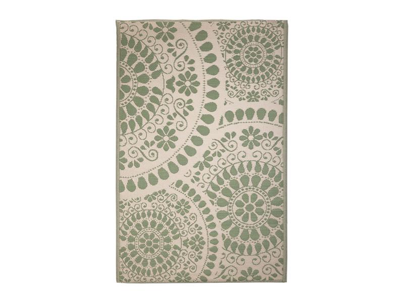 Esschert Design Teppich Outdoor 121 x 182 cm, Grün/Weiss Outdoor-Teppich