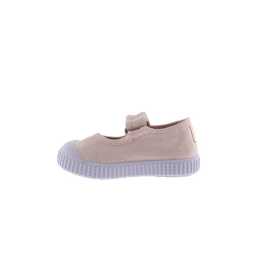 Sapatos Victoria 1915 estilo Mary Jane em lona com fecho de velcro e sola em tons pastel.