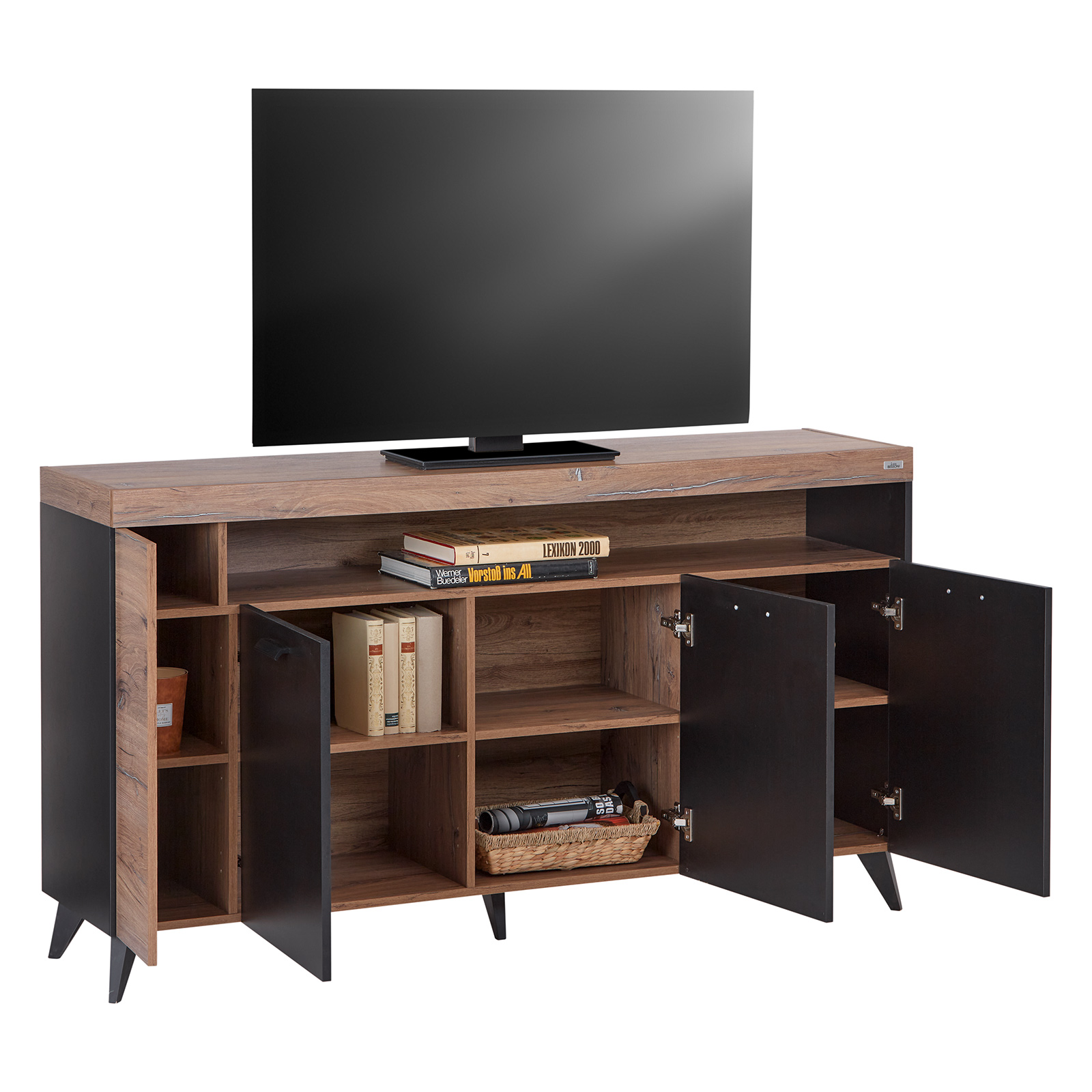 Kommode - Flagstaff Oak - anthrazit - 160 cm breit