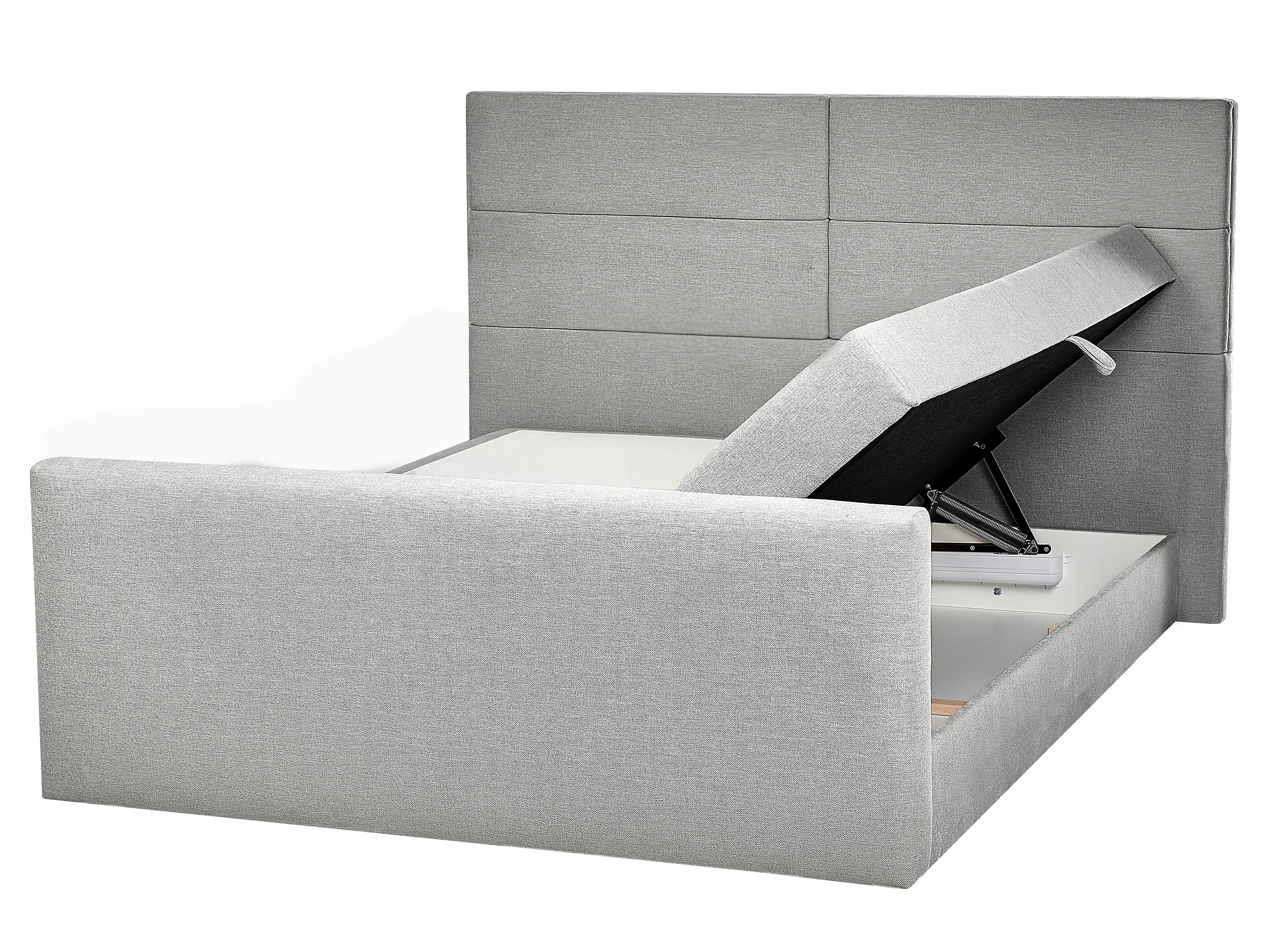 Boxspring met opbergruimte Stof ARISTOCRAT 160 x 200 cm Lichtgrijs