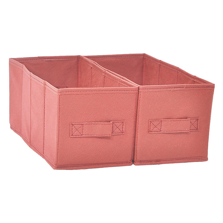 2 boîtes de rangement rectangulaires en textile Mixxit coloris rouge