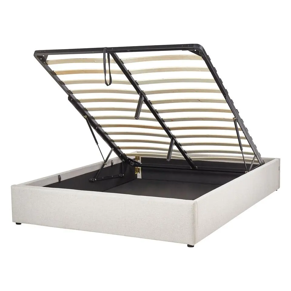 DINAN - Tweepersoonsbed - Lichtbeige - 140 x 200 cm - Polyester