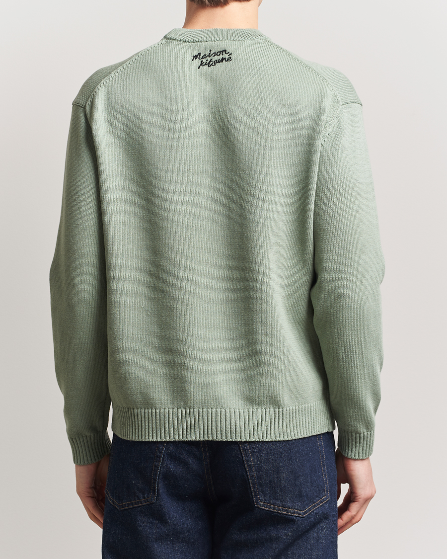 Maison Kitsuné Dressed Fox Knitted Sweater Vert De Gris