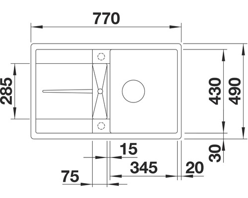 Blanco METRA 45 SF spoelbak, 770 x 490 mm, antraciet, 519081