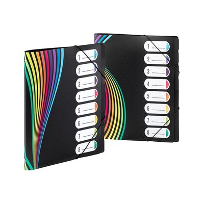 Viquel Rainbow Class - Trieur 8 positions - A4 - à onglets - disponible dans différents model - noir opaque