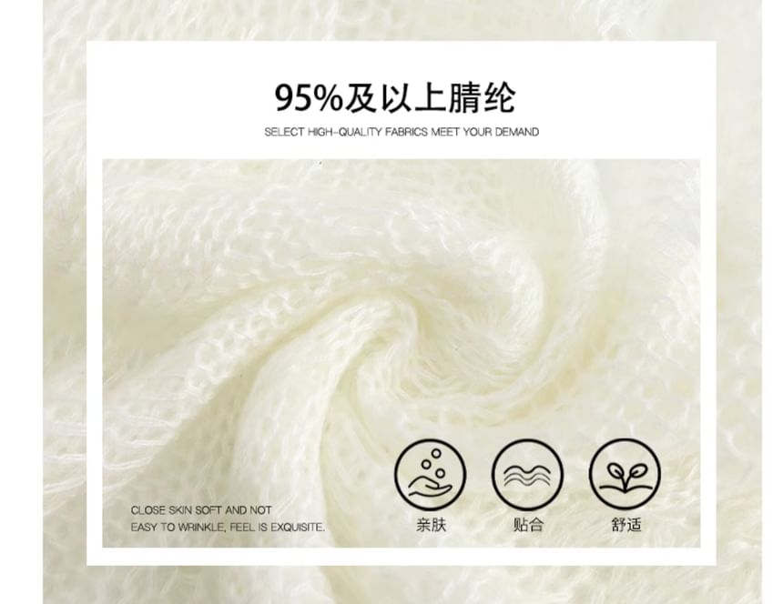 KUMI - Lange mouwen, effen gebreide top met distressed effect