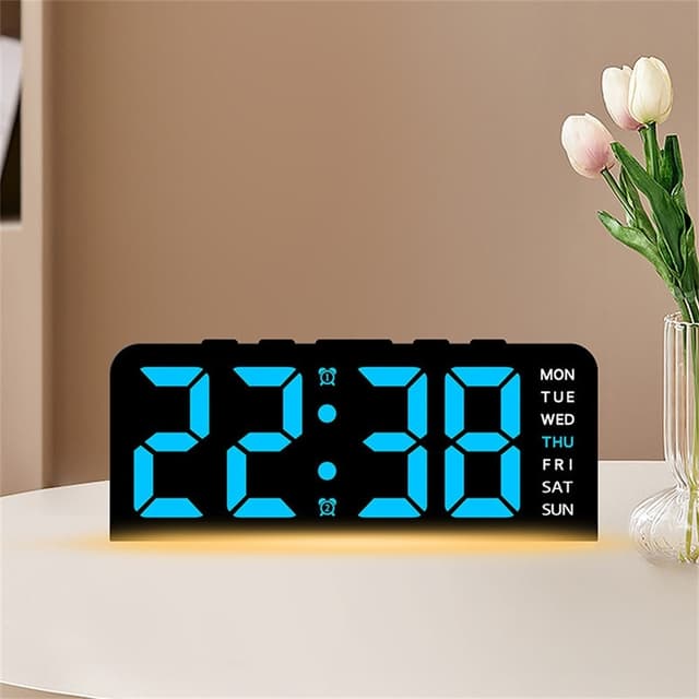 LED-ur Digitalt vækkeur Stort display Dato Temperatur vækkeur