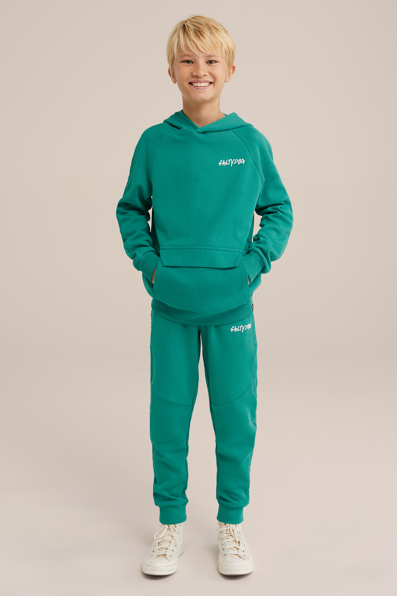 Jongens hoodie met opdruk Salty Dog Petrol