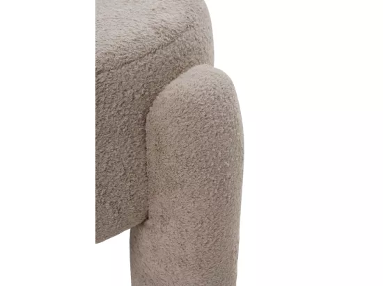 Structure du pouf et pieds tapissés en boucle taupe