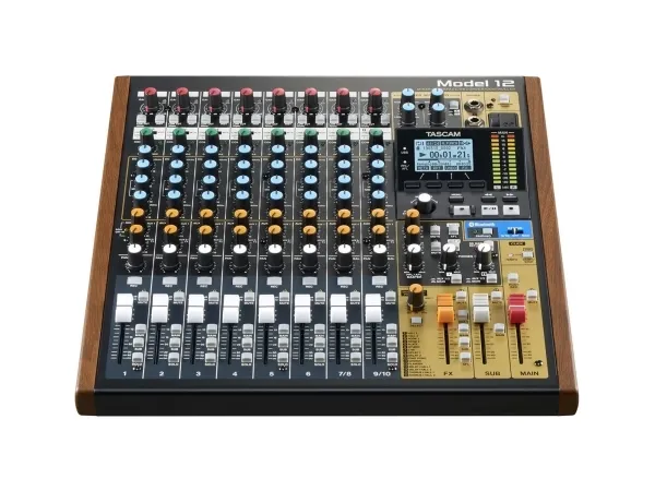 Tascam Model 12, 12 kanaler, Bluetooth, 16 W, Sort, Træ