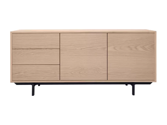 Buffet vintage finition bois chêne 2 portes 3 tiroirs L160 cm MANNY