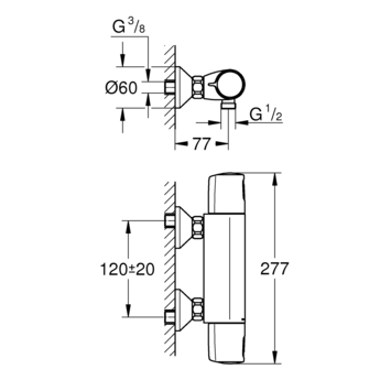 Grohe Thermostatische Douchekraan Precision Trend New 12 cm Mat Zwart
