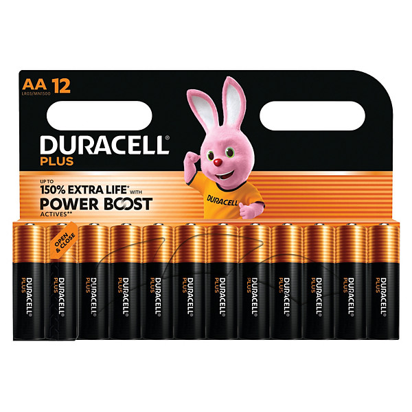 Piles alcalines Duracell Powerboost LR06 AA, lot de 12