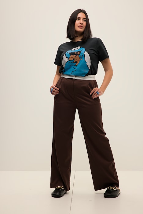 Bundfaltenhose, Wide Fit, High Waist, Elastikbund