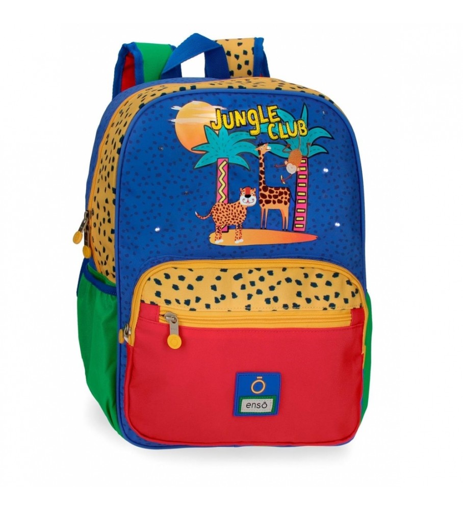 Mochila escolar Enso Jungle Club adaptável multicolorida