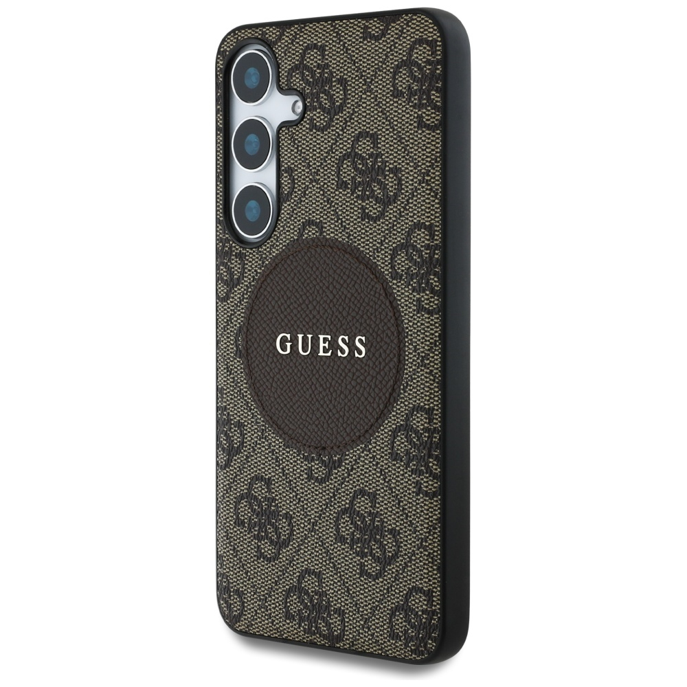 Samsung Galaxy S25 Leder Hardcase Hülle 4G Round Patch Logo MagSafe-Modul (GUHMS25SP4PGRSGW) - Braun