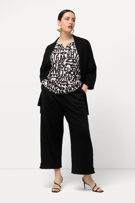 Jersey-Culotte, weites Bein, wadenlang, Elastikbund