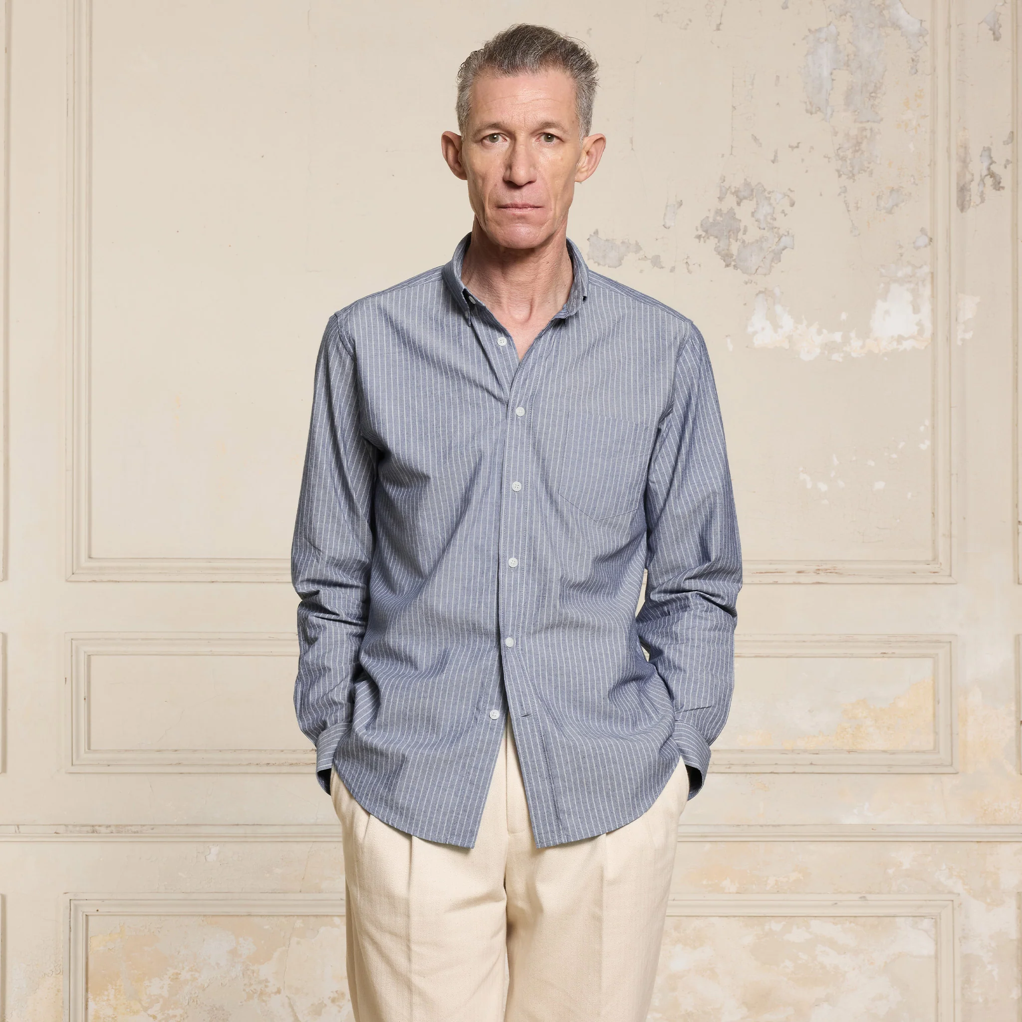 Blue striped cotton shirt