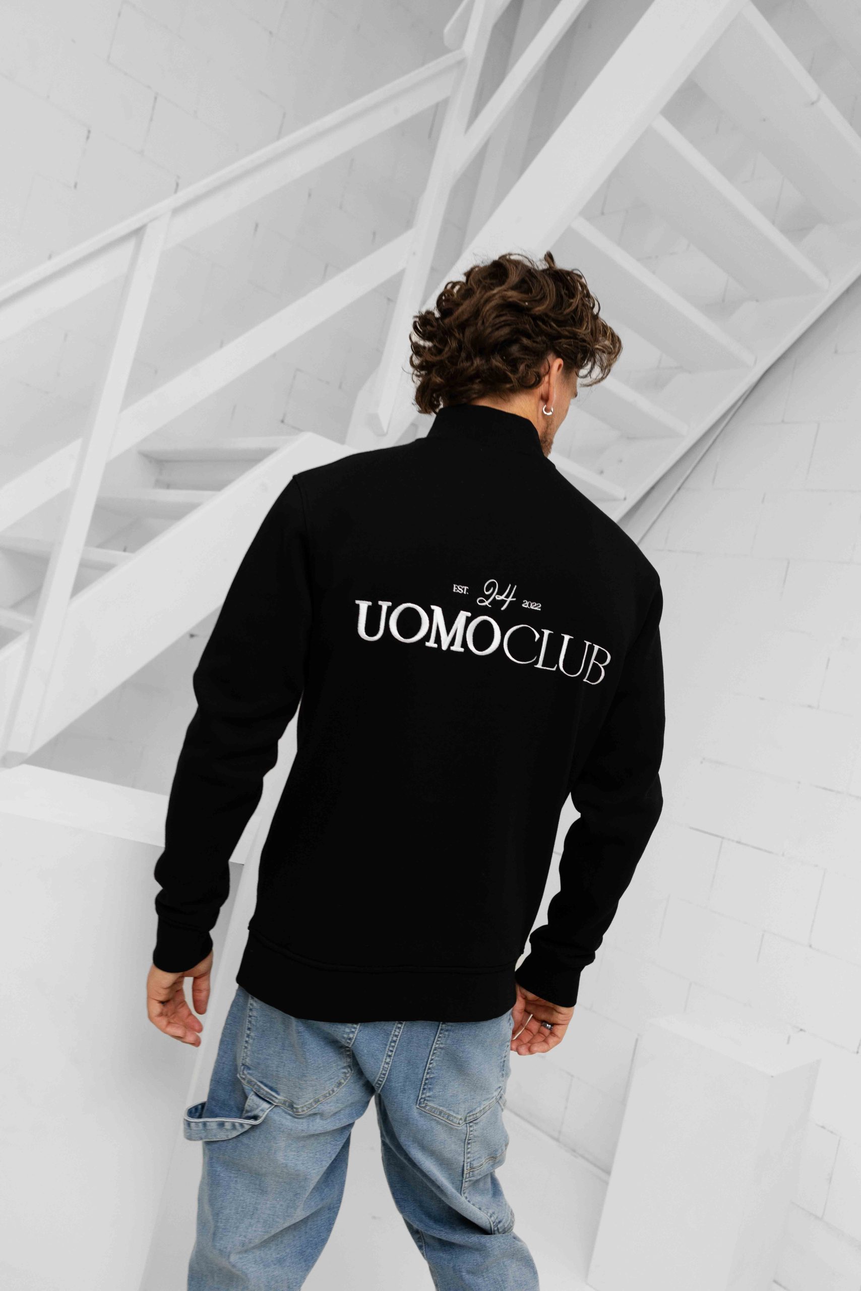 24 Uomo Club Half Zip Sweater Heren Black