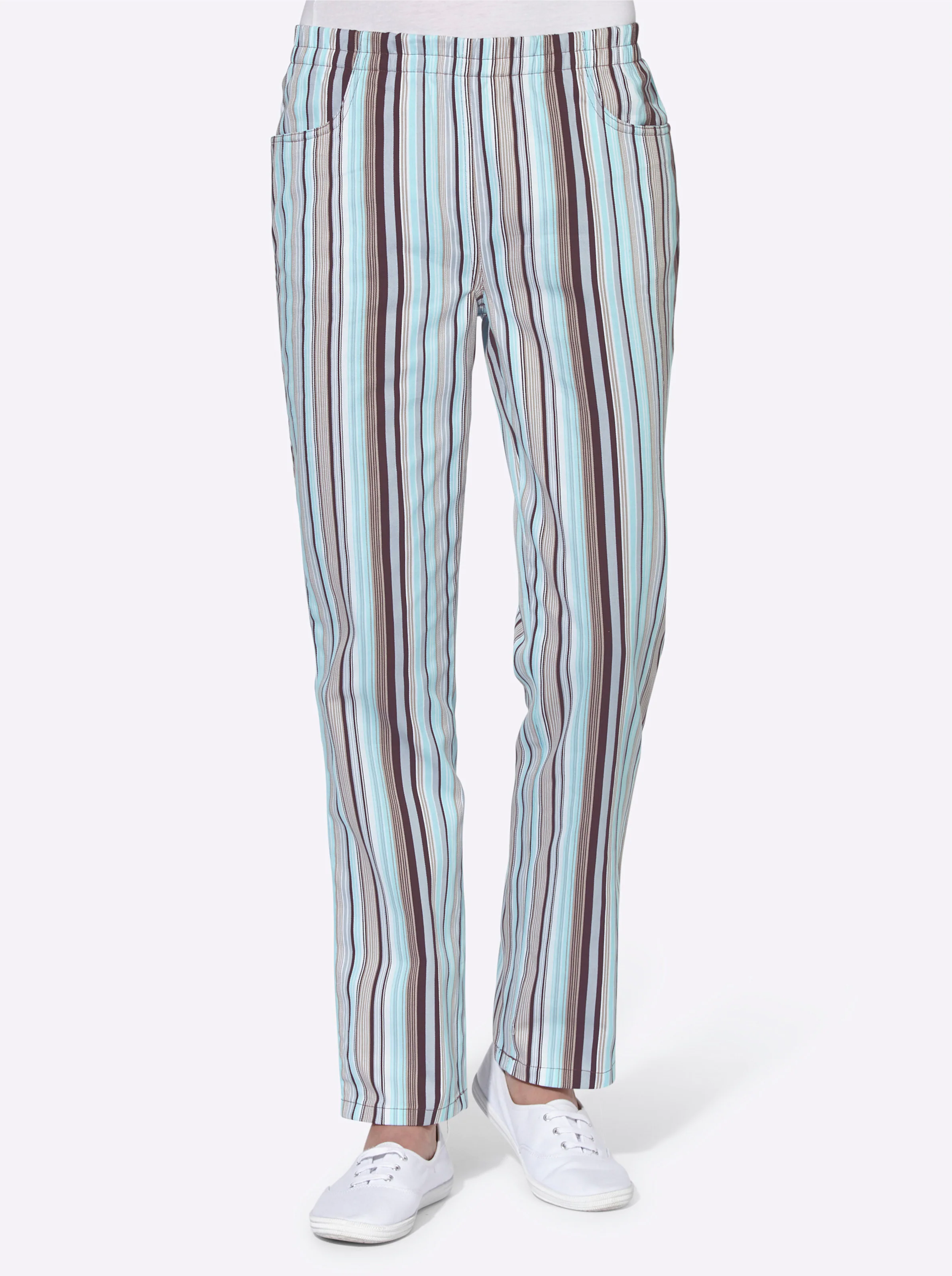 Schlupfhose in aqua-gestreift