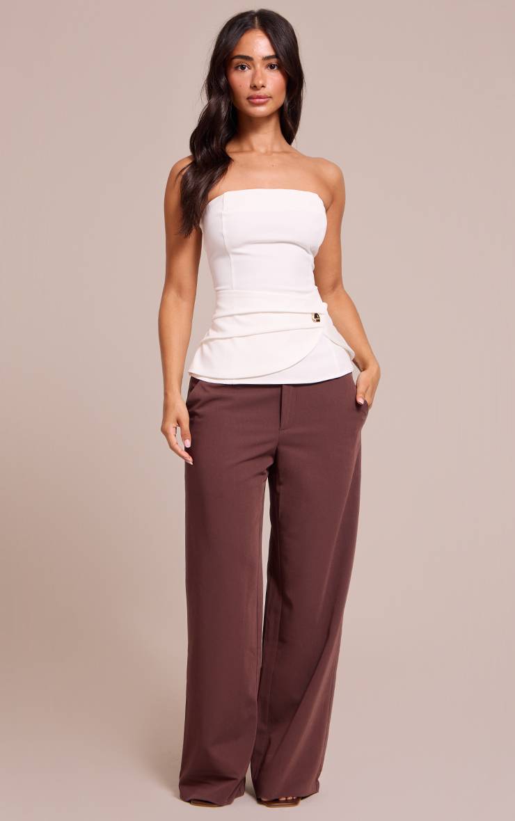 Blanc Haut Bandeau Asymétrique Petite Avec Détails De Finition