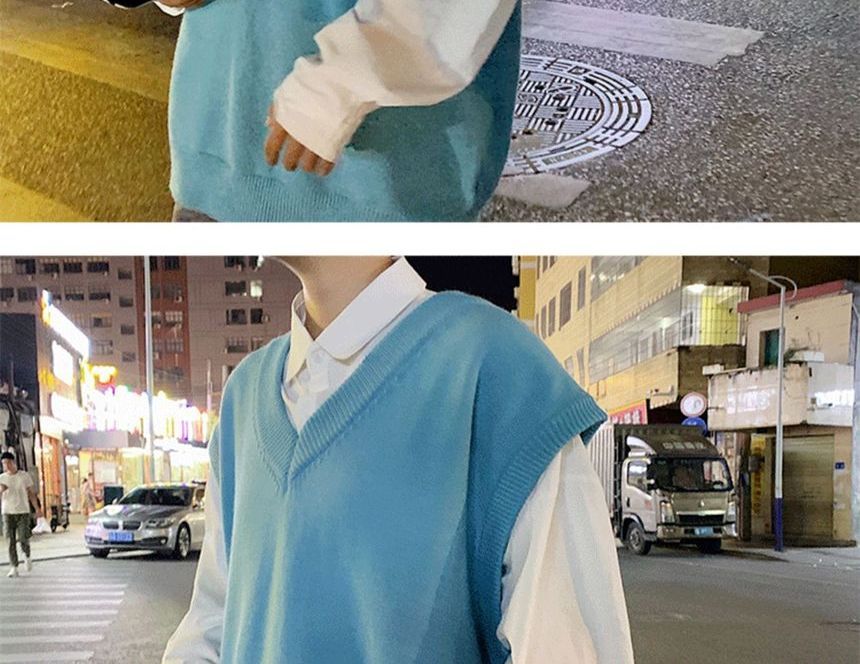 Naideth - Effen shirt met lange mouwen / V-hals gebreid vest