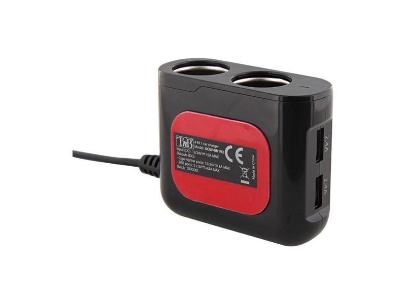 T`nB Autoladegerät TB-ACGP4IN1 V2 24 W USB-Ladeadapter mit DIN Norm Anschlüsse