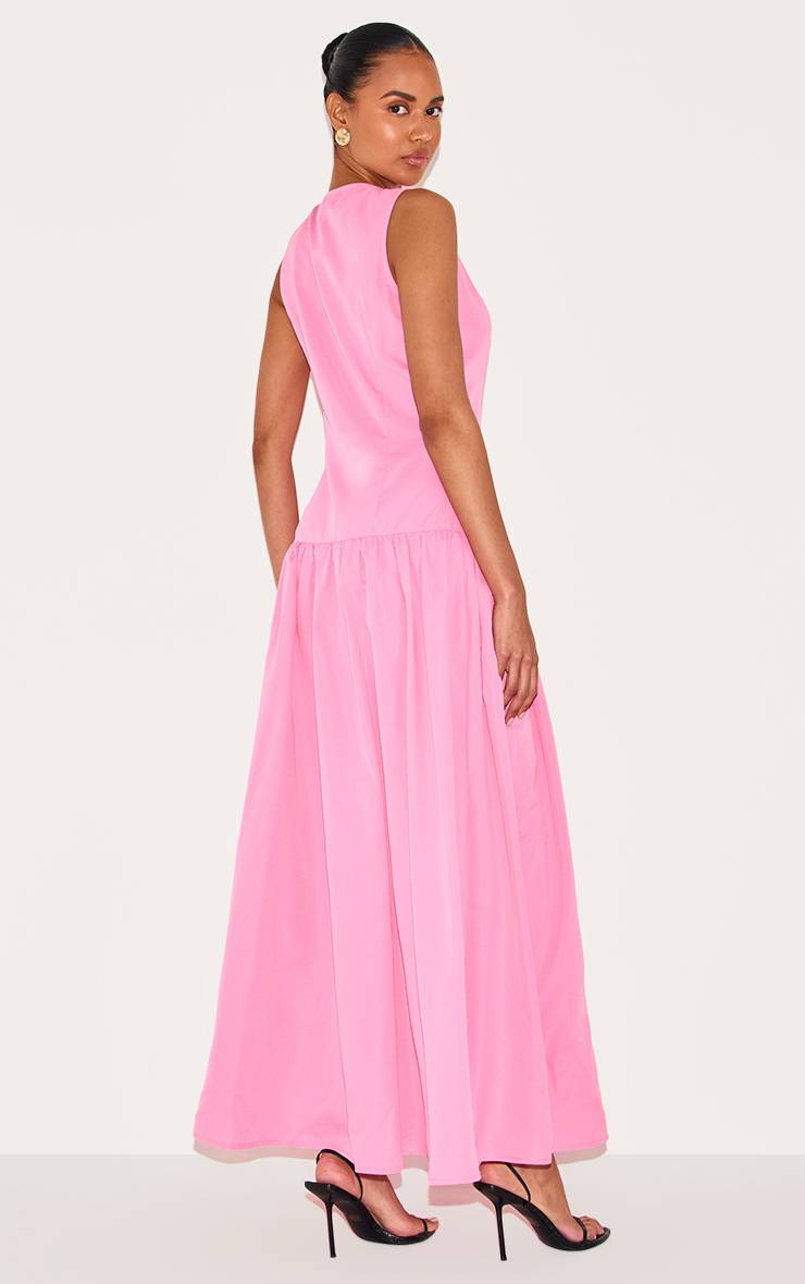 Rose Bonbon Robe Maxi Taille Basse Boutonnée Sur Le Devant