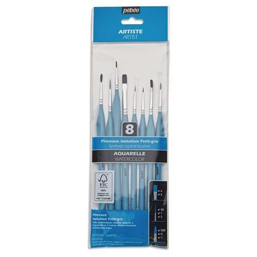 pébéo Aquarellpinsel 8er-Set, Präzision