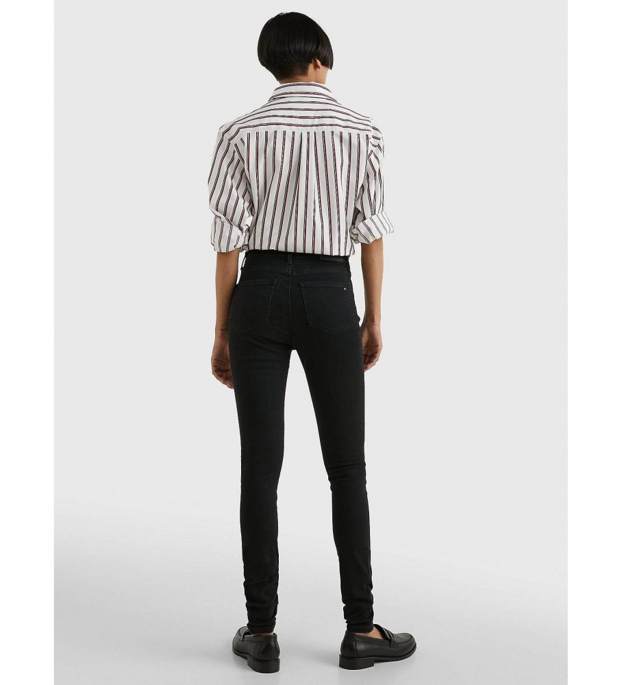 Calça jeans Tommy Hilfiger Flex Harlem de cintura alta preta