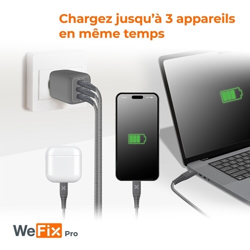 Chargeur pour téléphone mobile Wefix Pro CV 65W 2USB-C+USB-A