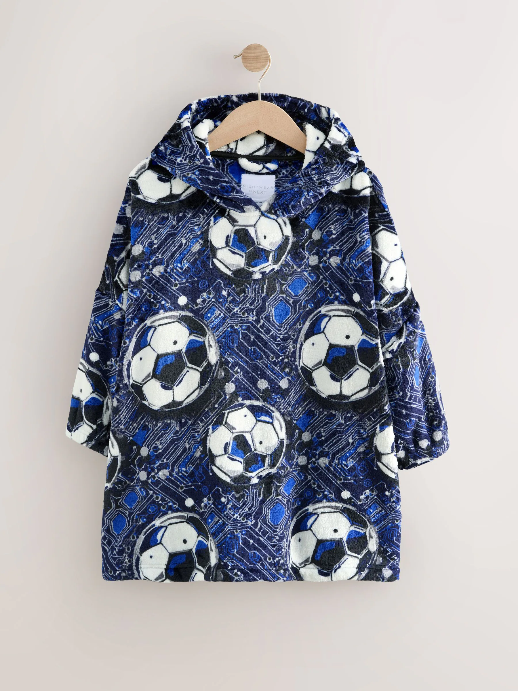 Marineblauw voetbal - Fleece Blanket Hoodie (3-16yrs)