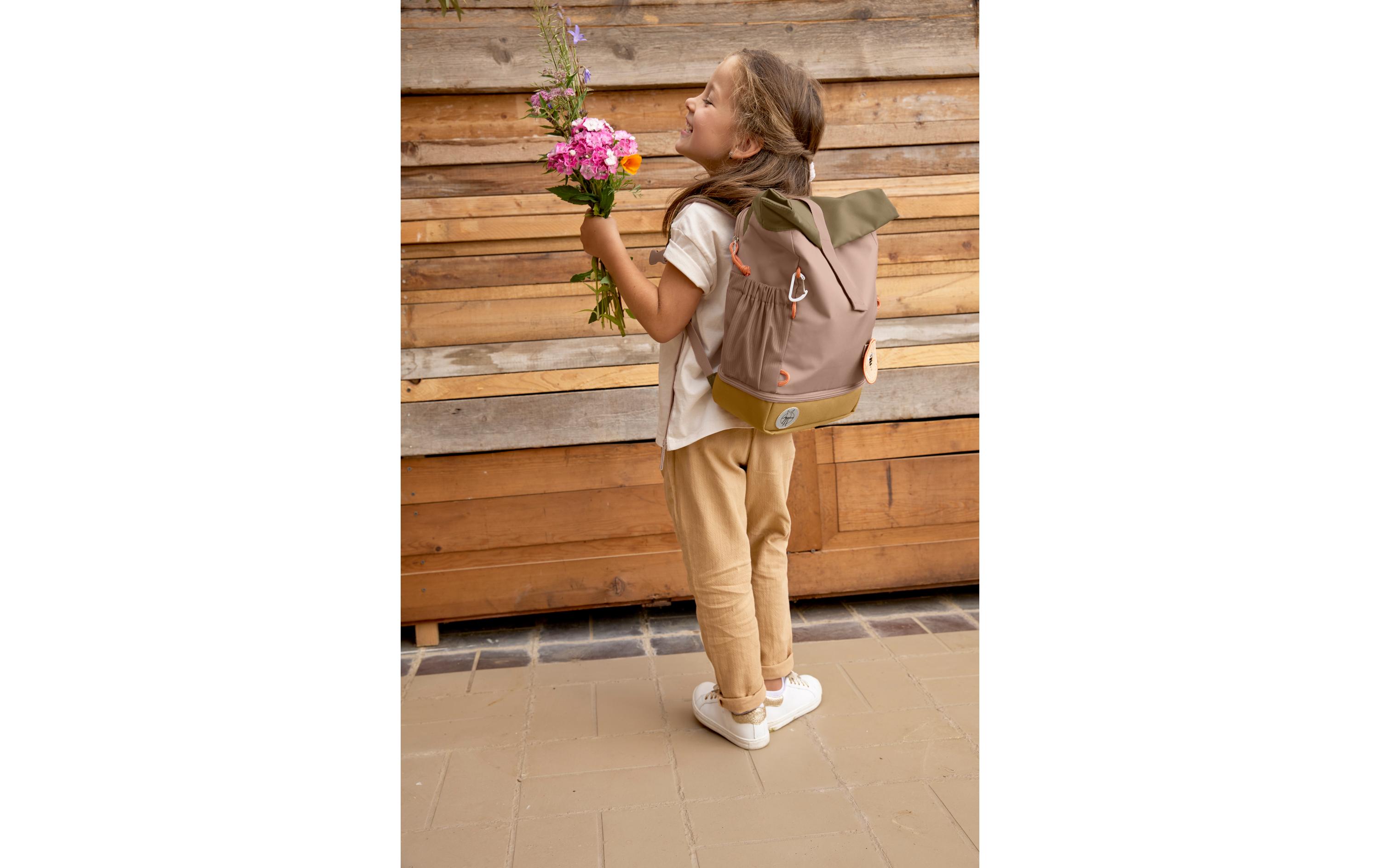 Rucksack Mini Rolltop Nature HaselnussWasserabweisender Kinderrucksack mit gepolsterten Schultergurten