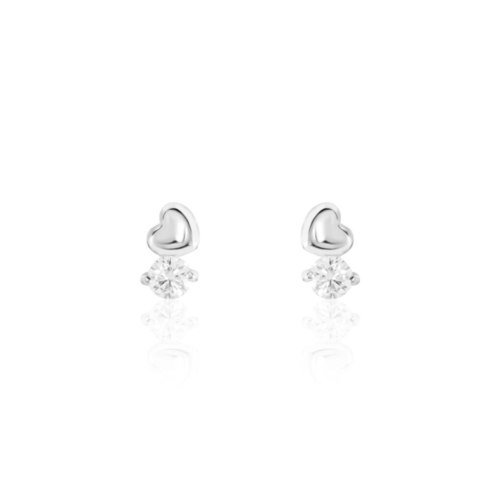Boucles D'oreilles Puces Amani Argent Blanc Oxyde De Zirconium