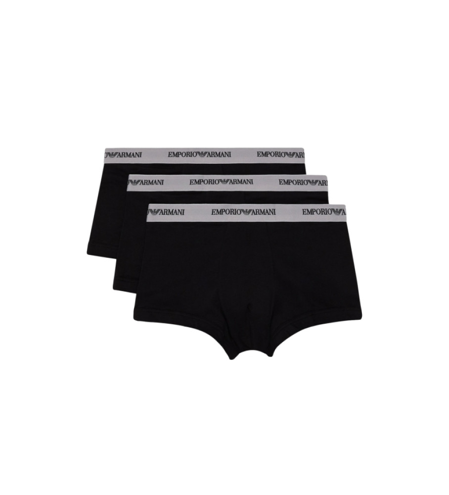 Pacote com três boxers pretos da Emporio Armani
