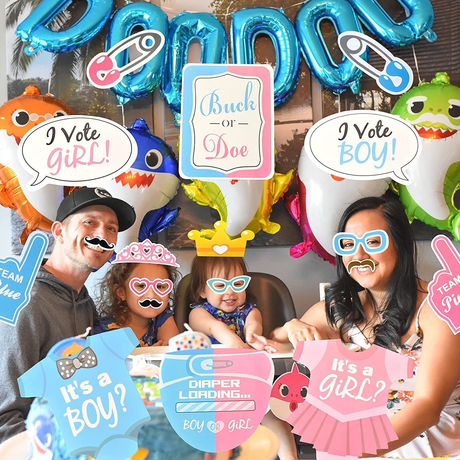 (30er Set) Photo Booth Fotorequisiten Party Foto Accessoires Baby Shower Dekorationen für lustige Bilder - Gender Reveal
