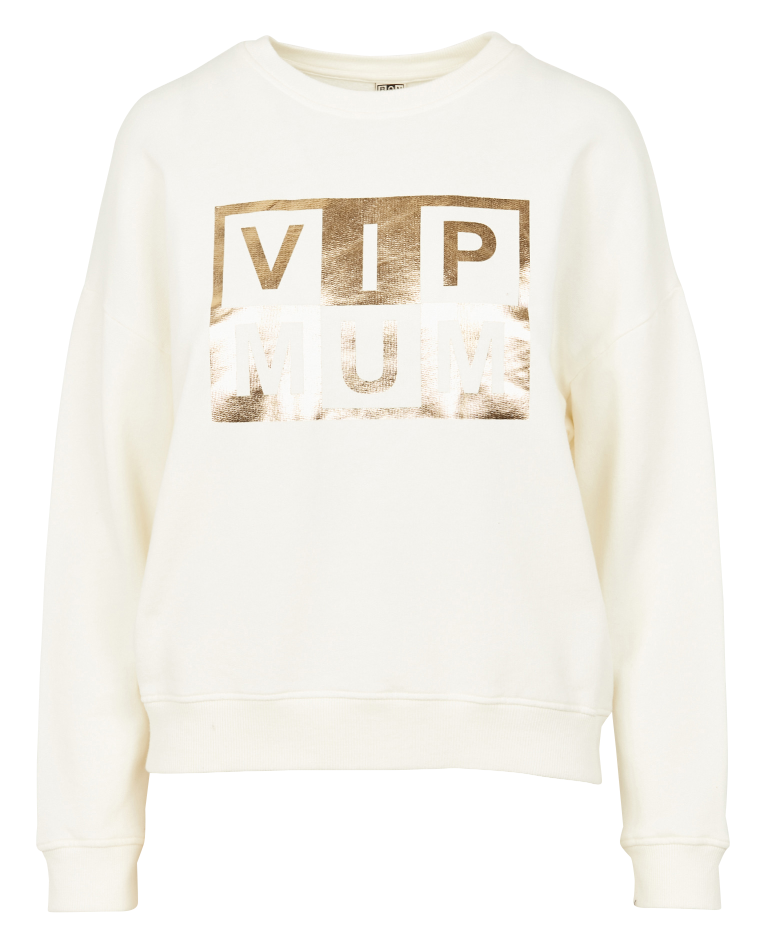 Sweat col rond sérigraphié en coton | Beige