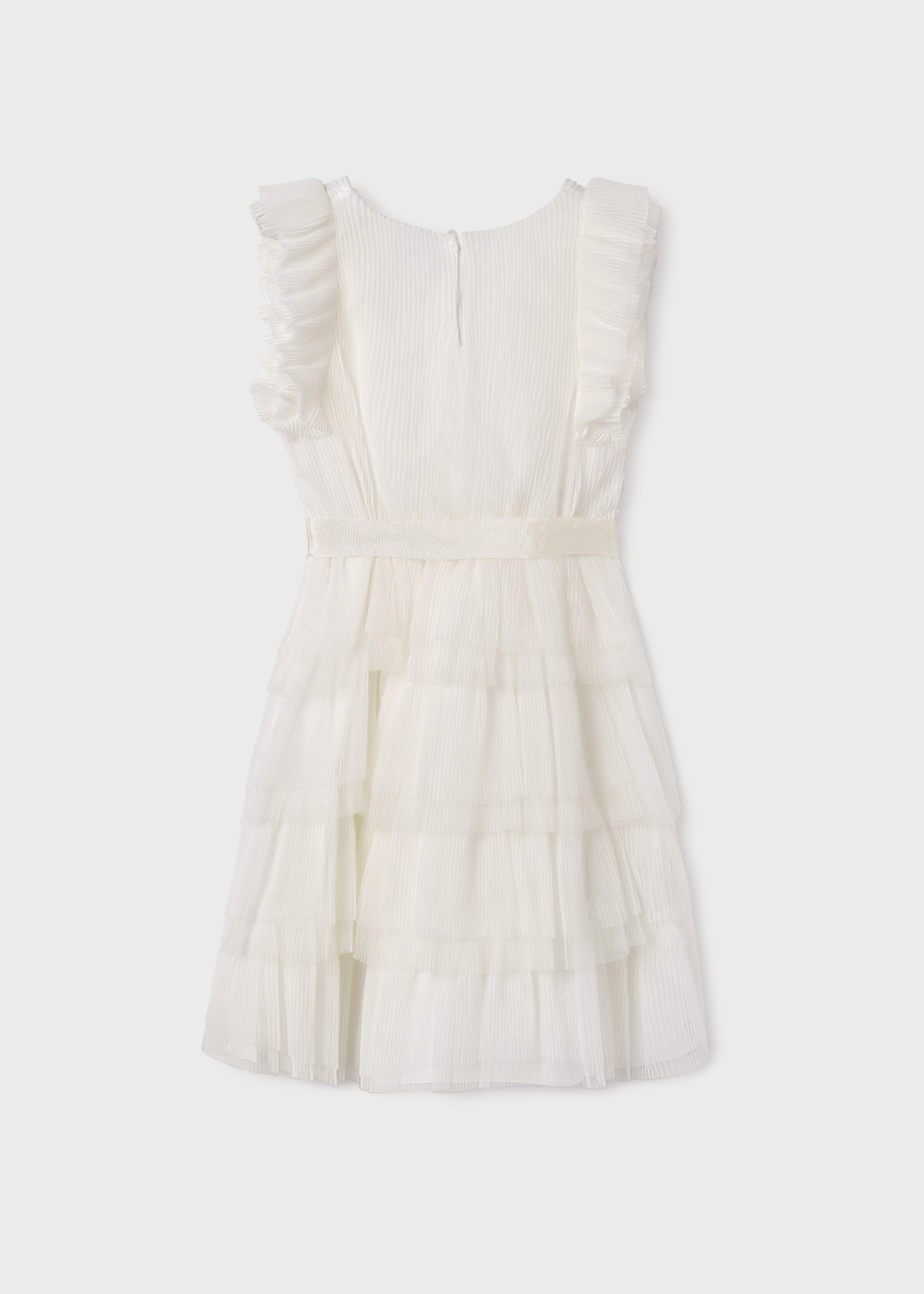 Vestido de tule cru com babados para meninas