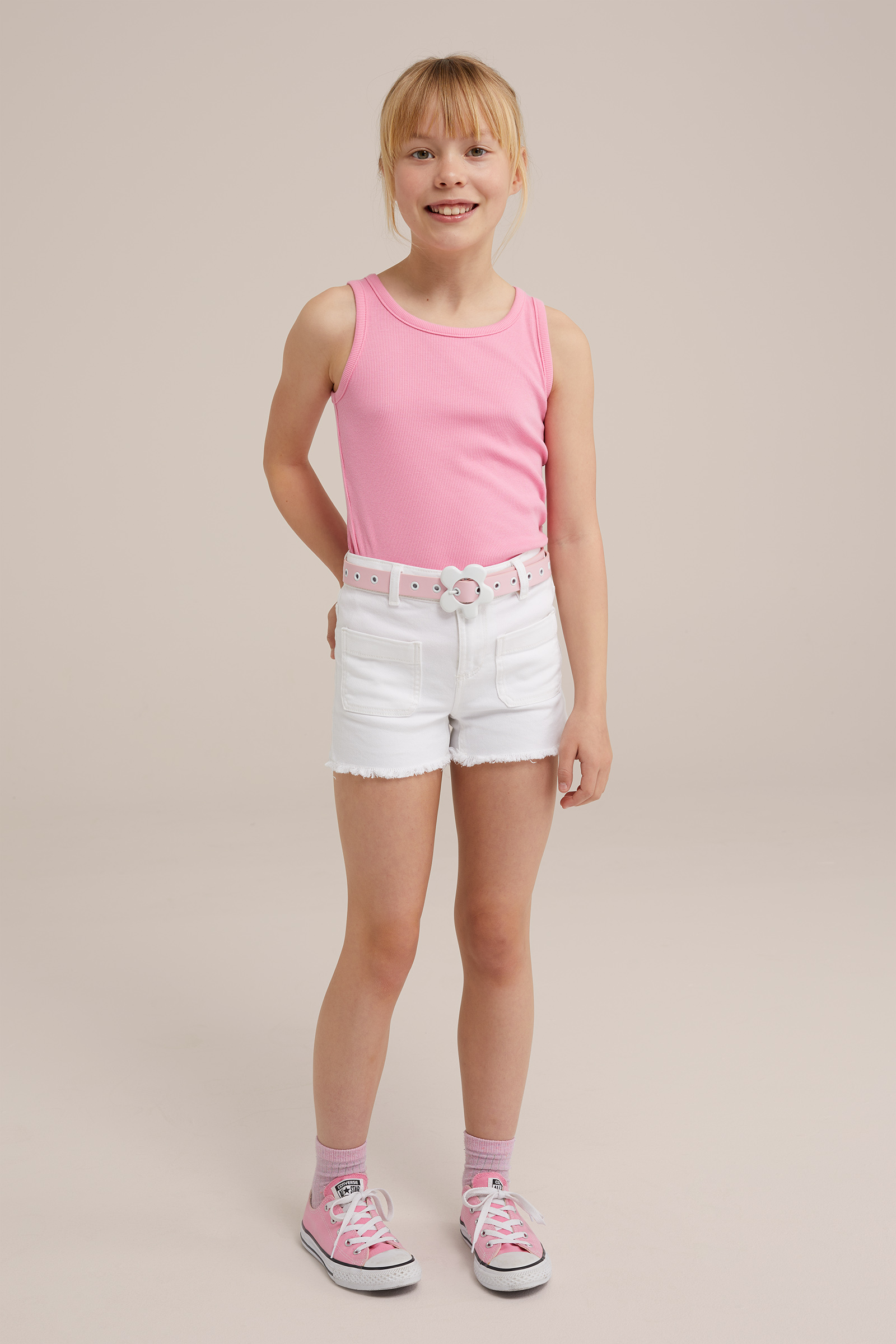 Meisjes slim fit short Blue Ridge Wit