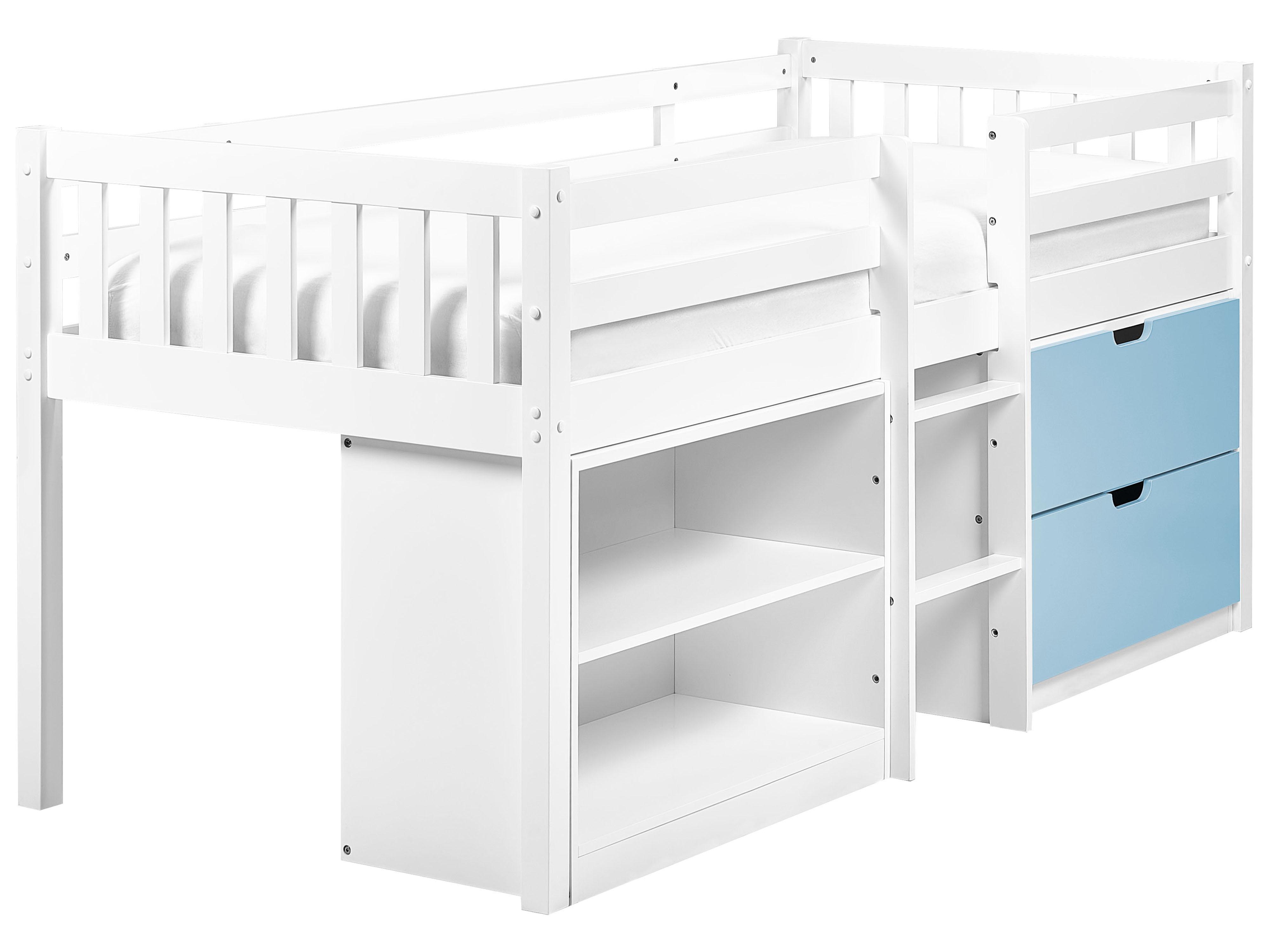 Verhoogd bed Hout SUSVILLE 90 x 200 cm Blauw