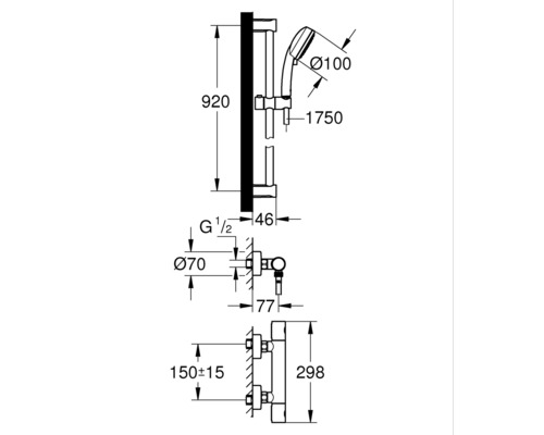 GROHE douchemengkraan met thermostaat GROHTHERM 800 COSMOPOLITAN chroom 34769000