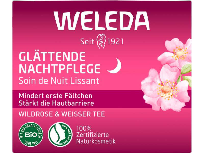 WELEDA Nachtcrème Wildrose und Weisser Tee 40 ml Natürliche Nachtpflege stärkt die Hautbarriere und mindert erste Fältchen