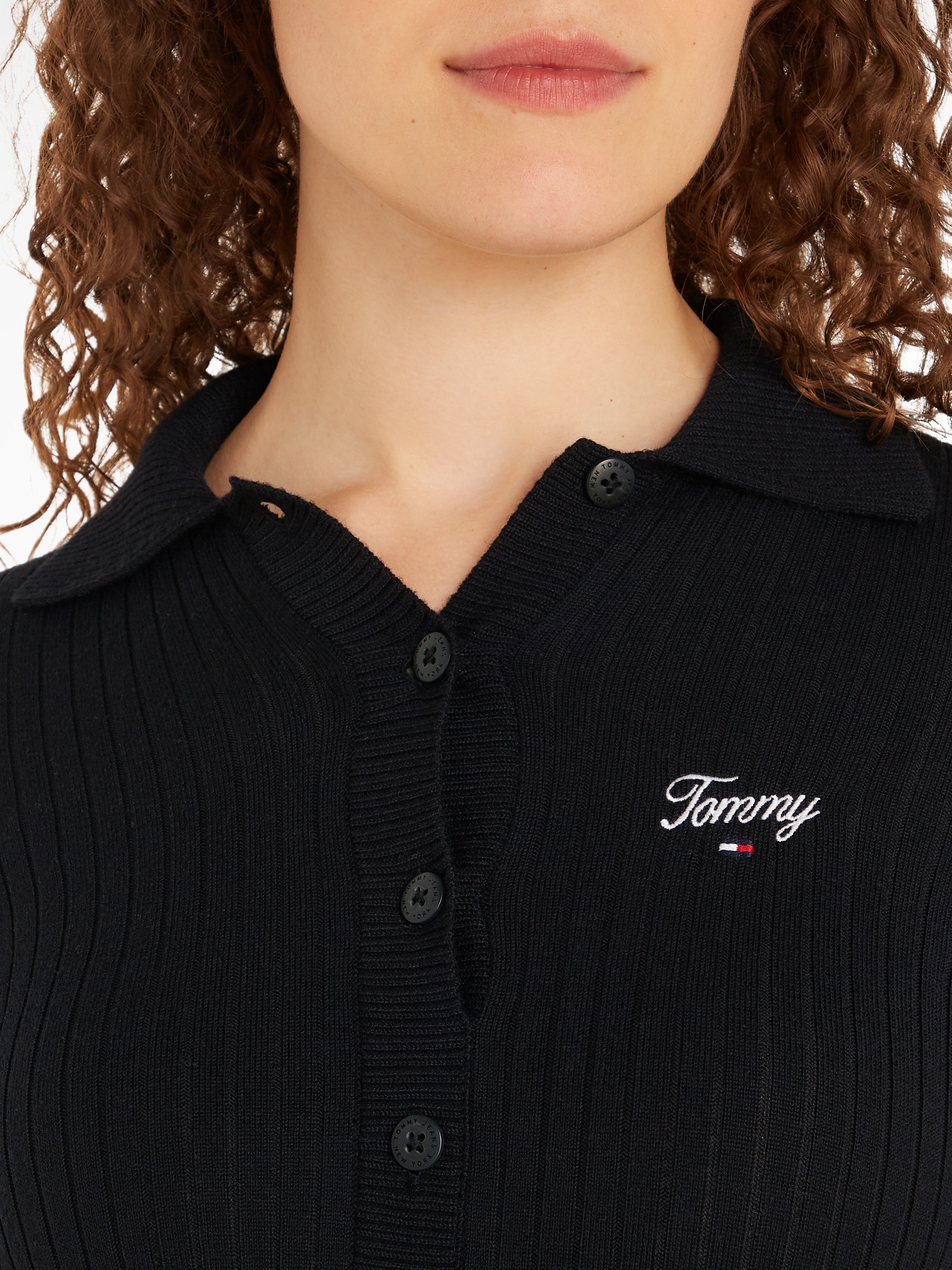 Tommy Jeans Polokleid »TJW SCRIPT POLO SWEATER DRESS« mit Tommy Jeans Script Logo-Schriftzug