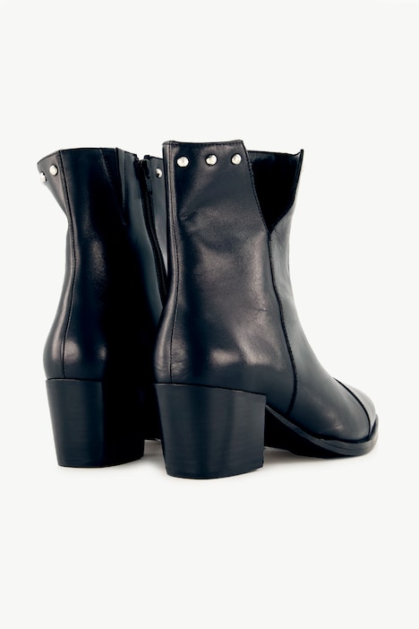 Leder-Stiefeletten, Ziernieten, Wechselfußbett, Weite H