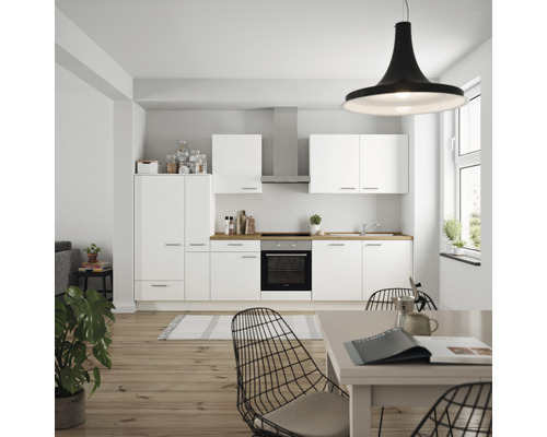 Nobilia Elements keukenblok met apparatuur Urban 330 cm alpinewit mat voorgemonteerde variant links 4004539052925
