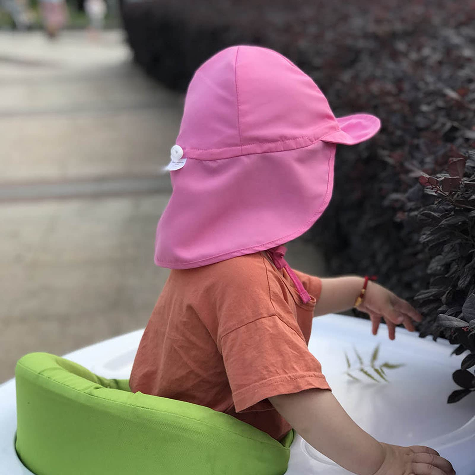 (Ø18cm) Kinder Sonnenhut Sommer Kopfbedeckung Fashion Accessoire mit Kinnband   Nackenschutz - Rosa