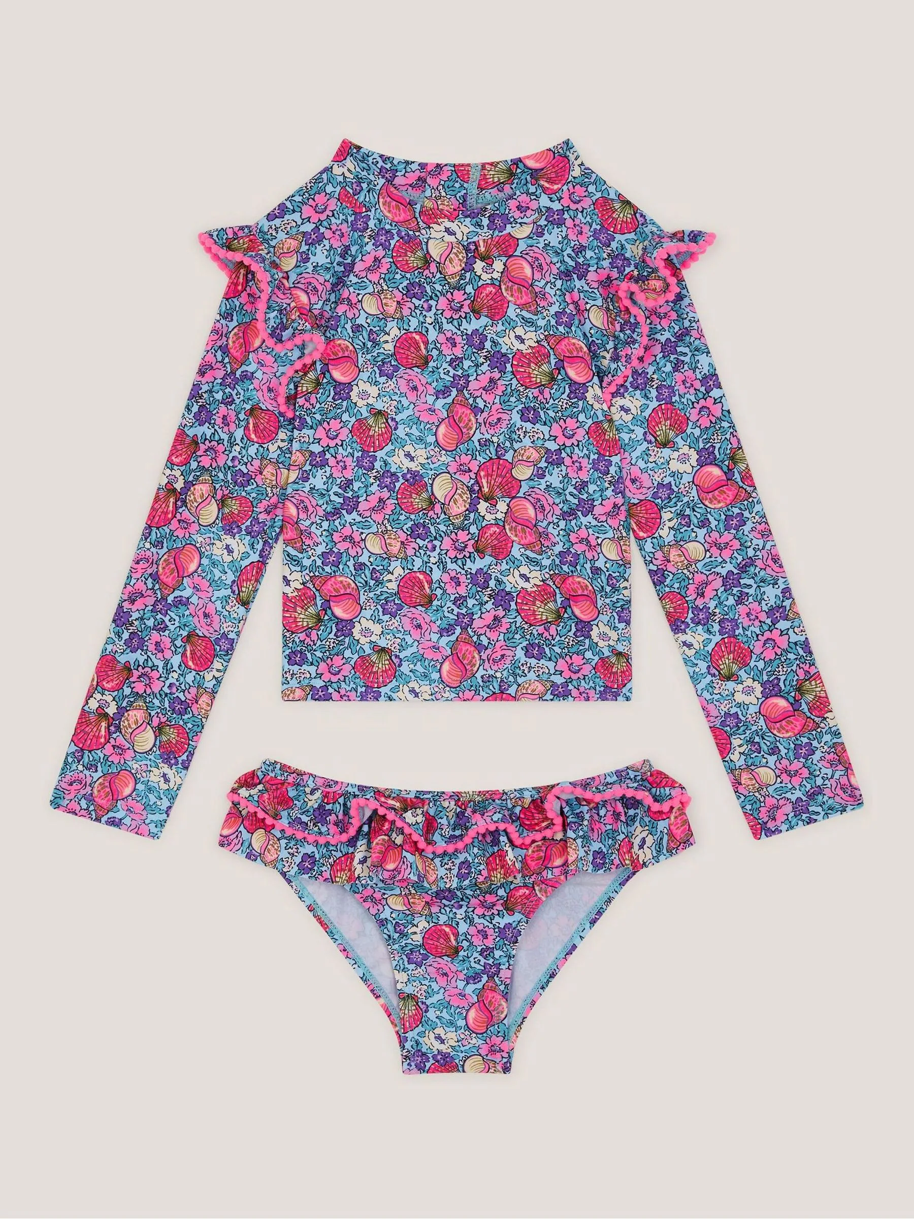 Monsoon Floral Shell Print UPF50+ Long Sleeve Swim Set