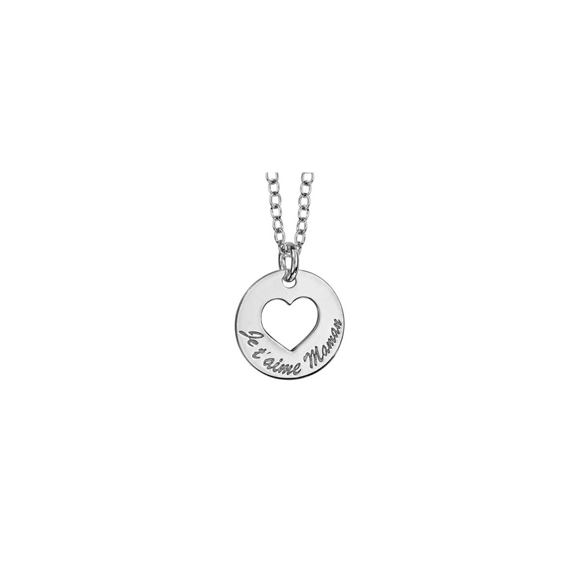 Collier Argent - Coeur ajouré je t'aime