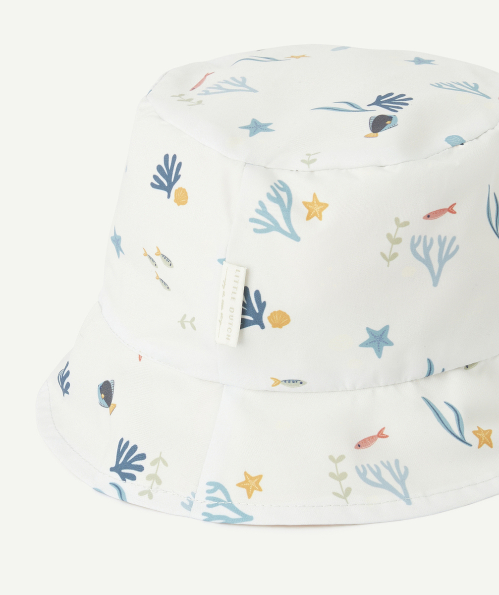 LITTLE DUTCHchapeau réversible bébé garçon bleu et jaune avec imprimé