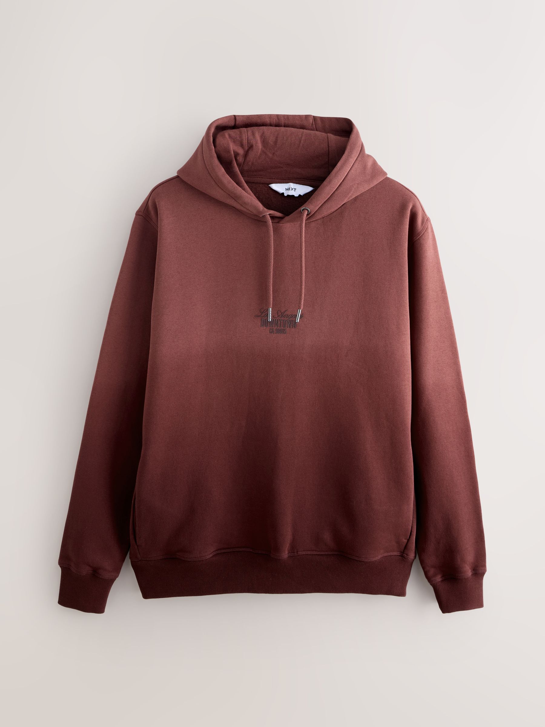 Burgundy Red Embroidery - Dip Dye Katoenrijke Jersey Hoodie